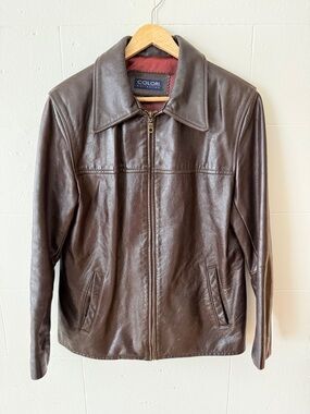 Vintage | Brown Leather Jacket Structured Minimal Classic | Size Medium